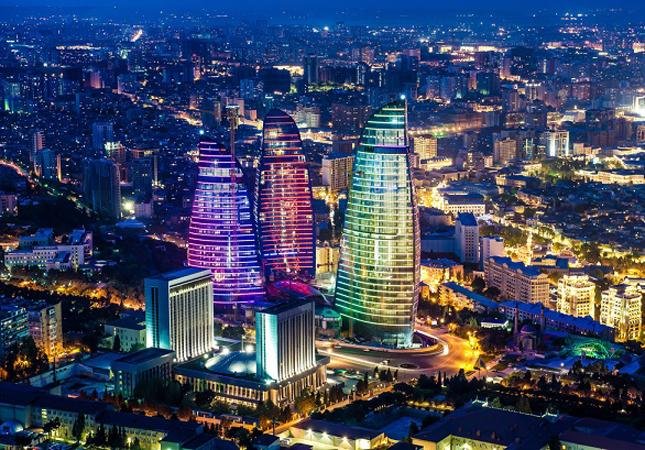 Night view of Baku skyline
